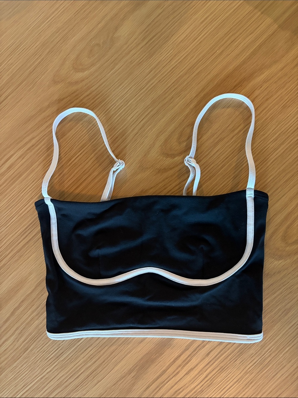 ALO Yoga Black Bralette with White Contrast Trim